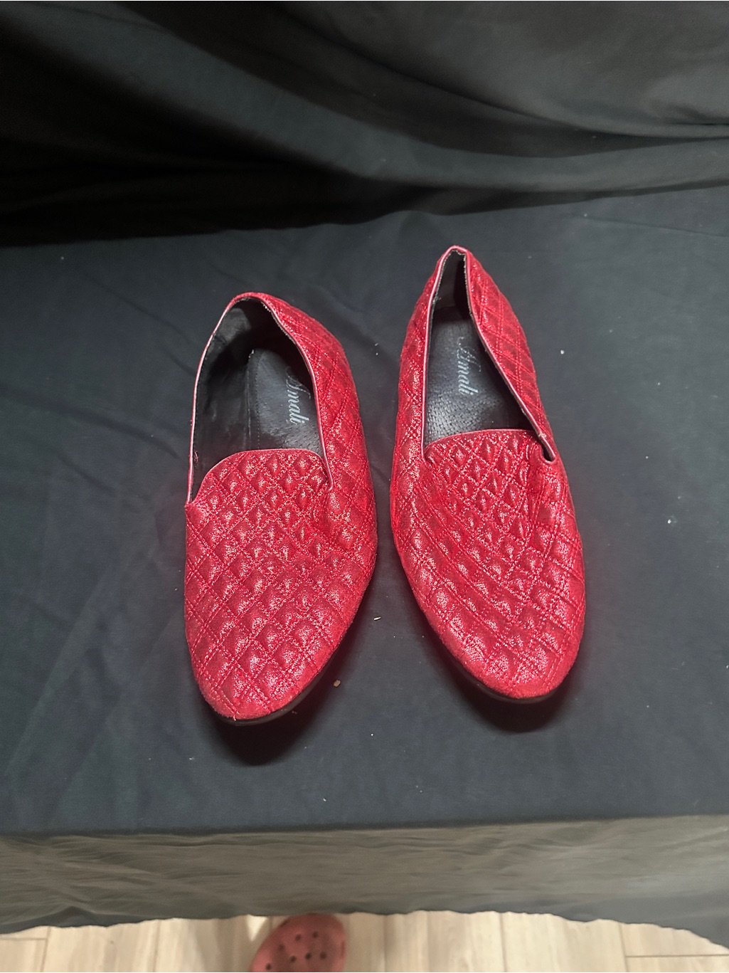 Mens Quilted Red SlipOn Dress LoafersAmali Brand Size 12593